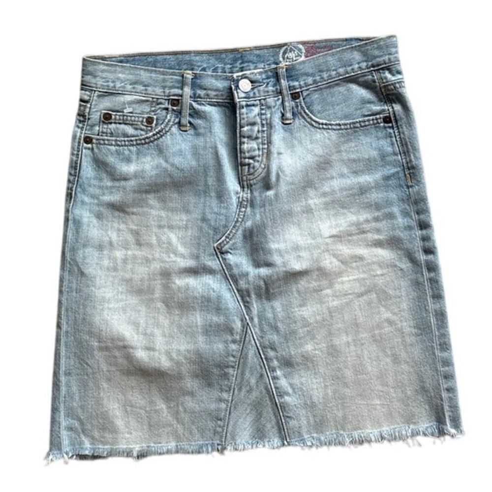 Vintage Gap 1969 Denim Mini Skirt Y2K Raw Hem - Picture 5 of 5